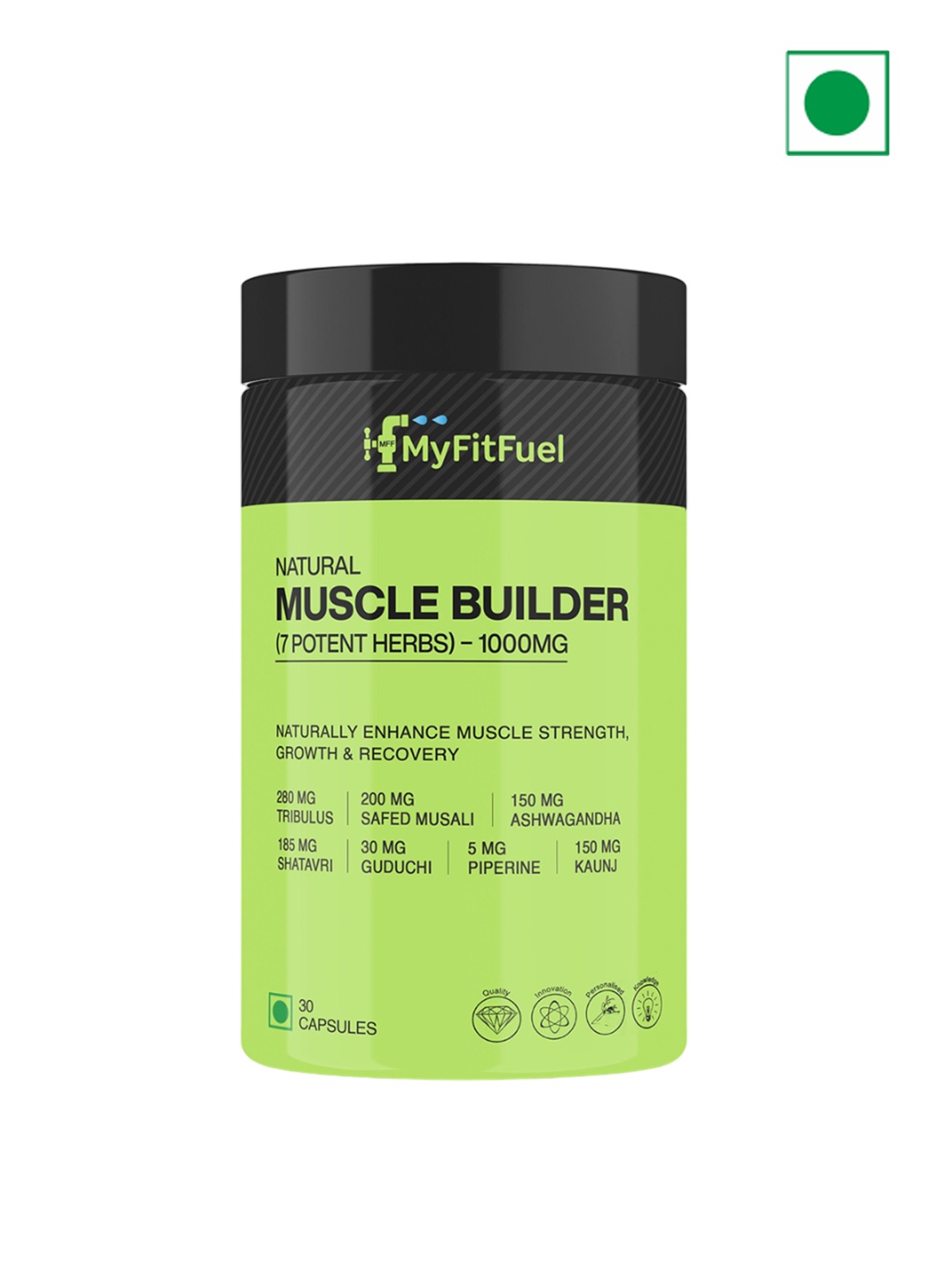 

MyFitFuel Natural Muscle Herbs (7 Herbs) 1000mg - 30 Capsules, Green
