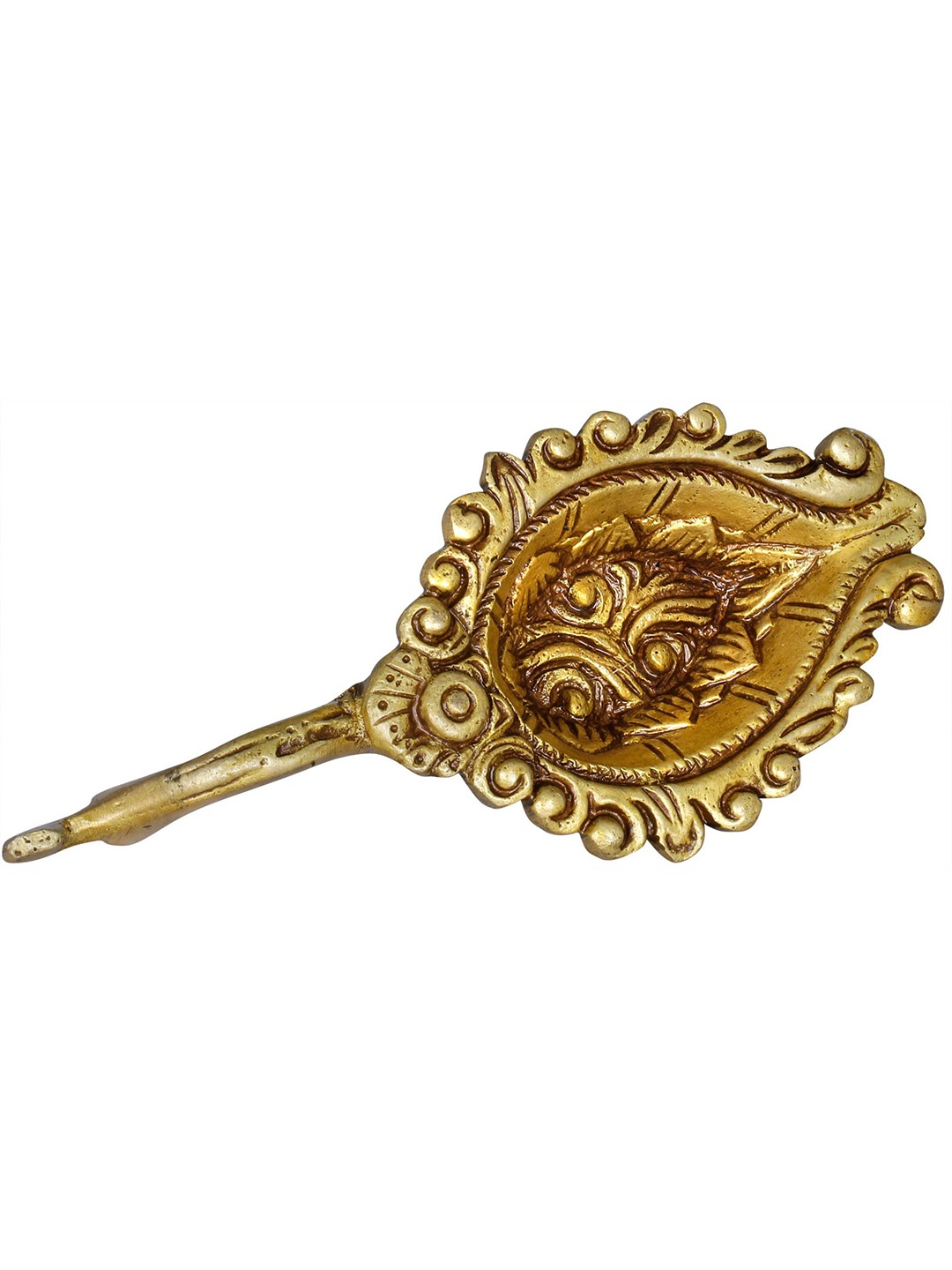 

Exotic India Handheld Puja Diya in Brass, Gold