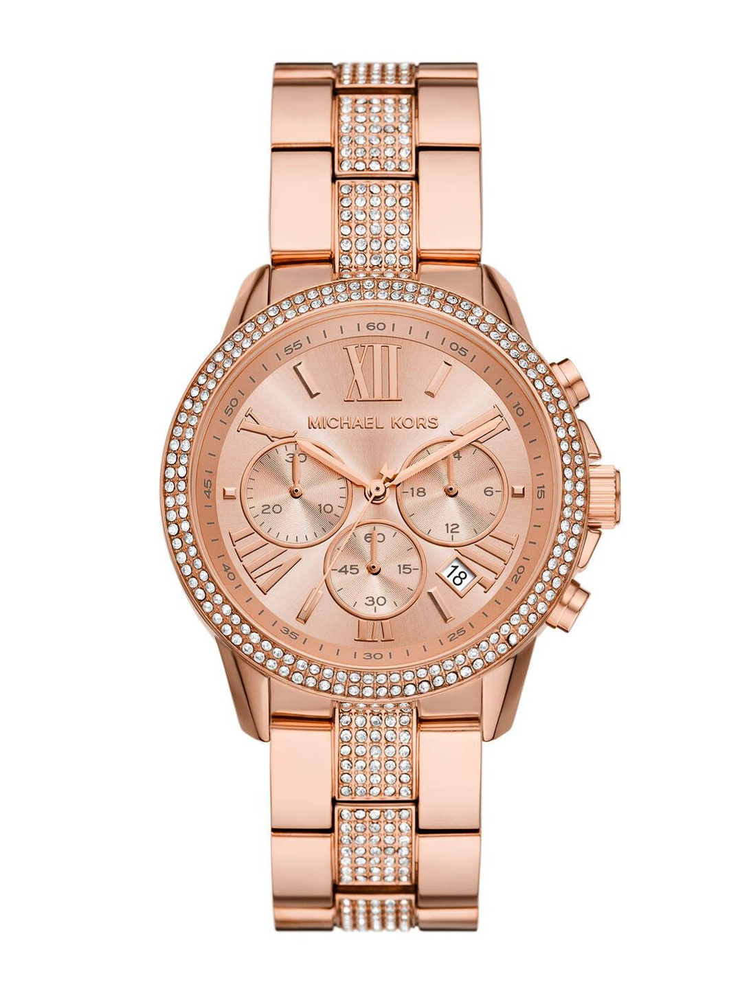 

Michael Kors Women Embellished Dial & Stainless Steel Straps Analogue Watch AK_MK7505, Rose gold