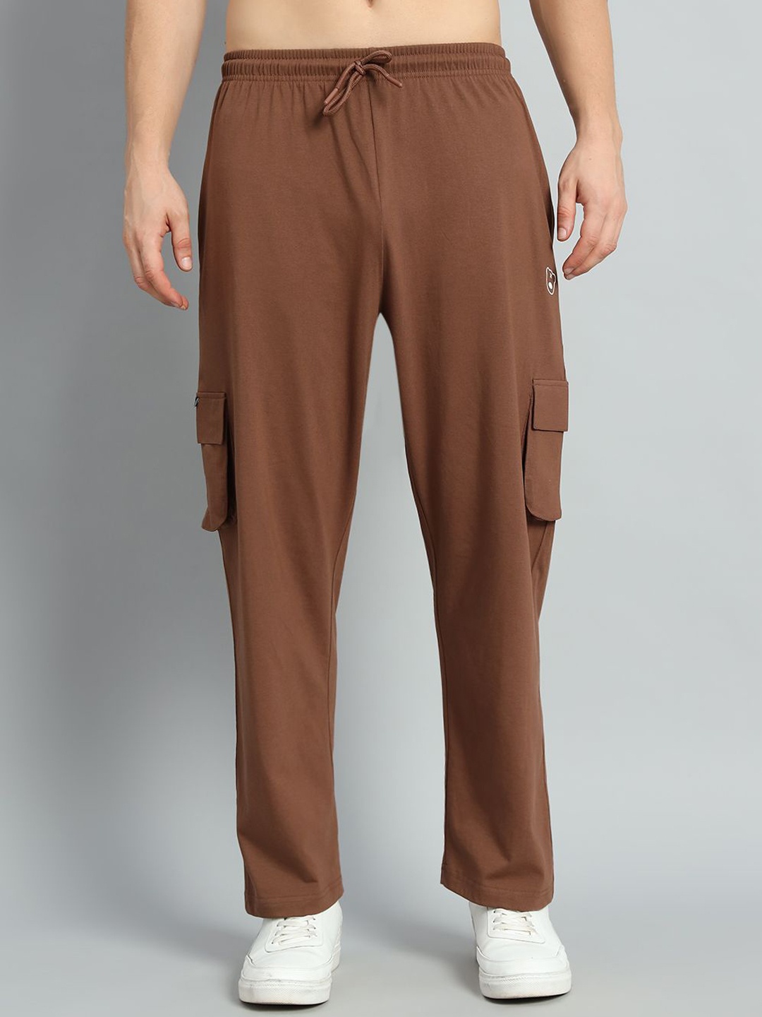 

GRIFFEL Men Relaxed-Fit Cotton Track Pants, Coffee brown