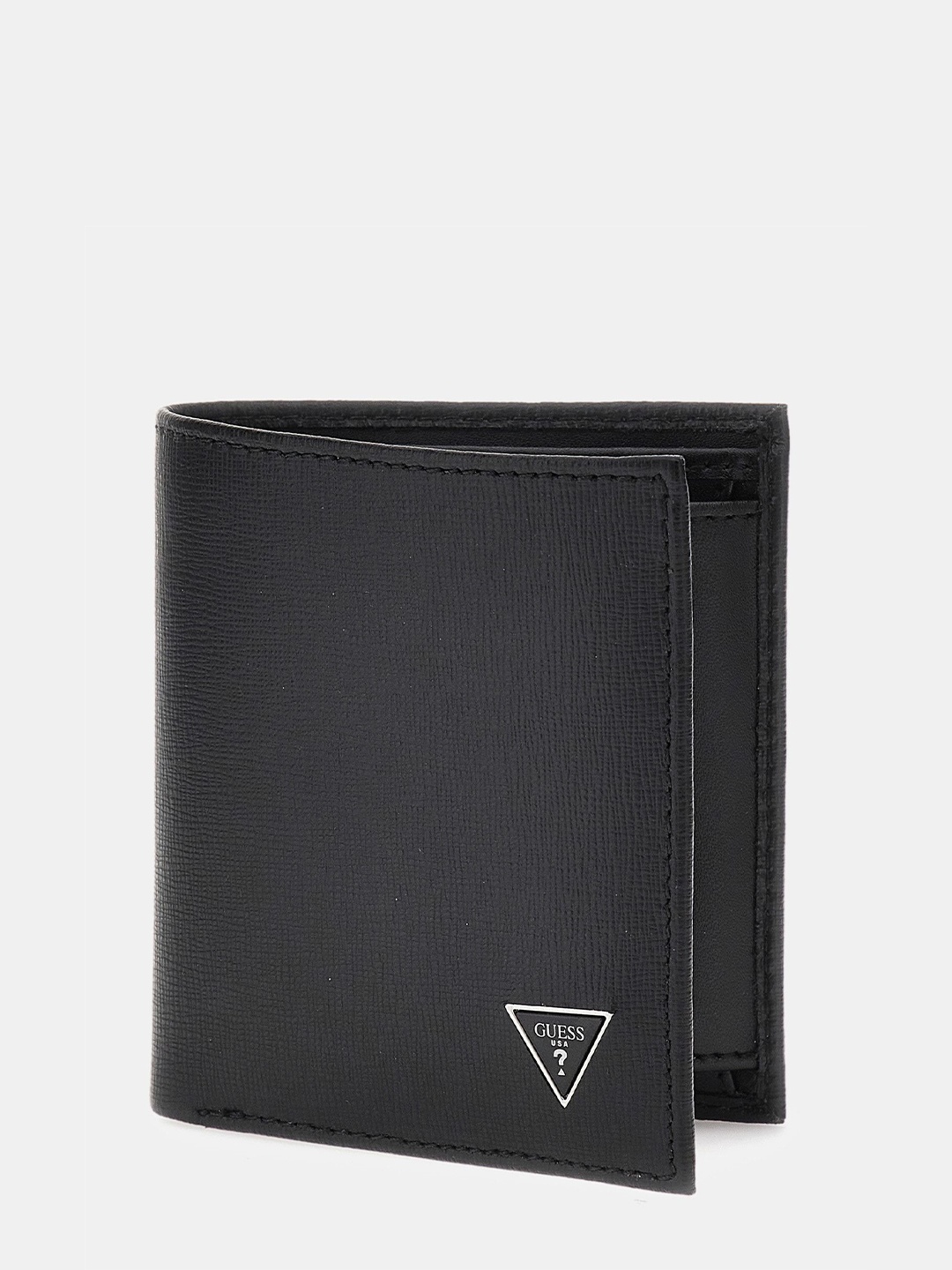

GUESS Men Leather Two Fold Wallet, Black