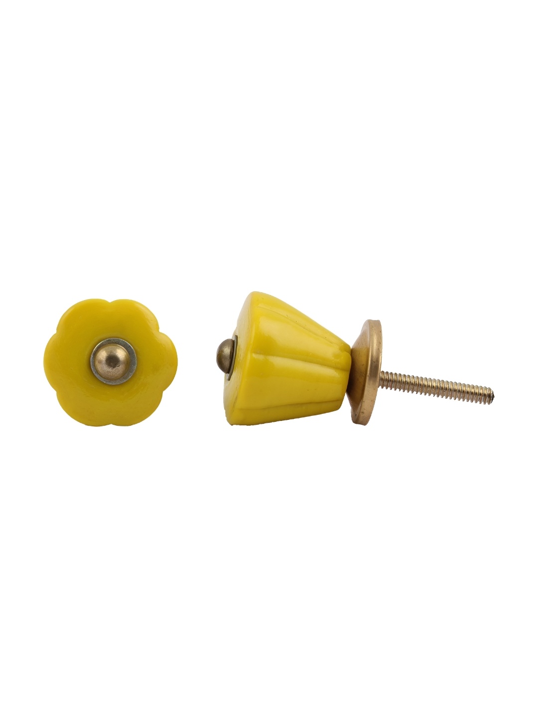 

Indianshelf Yellow 4 Pieces Floral Solid Hardware Drawer Knob