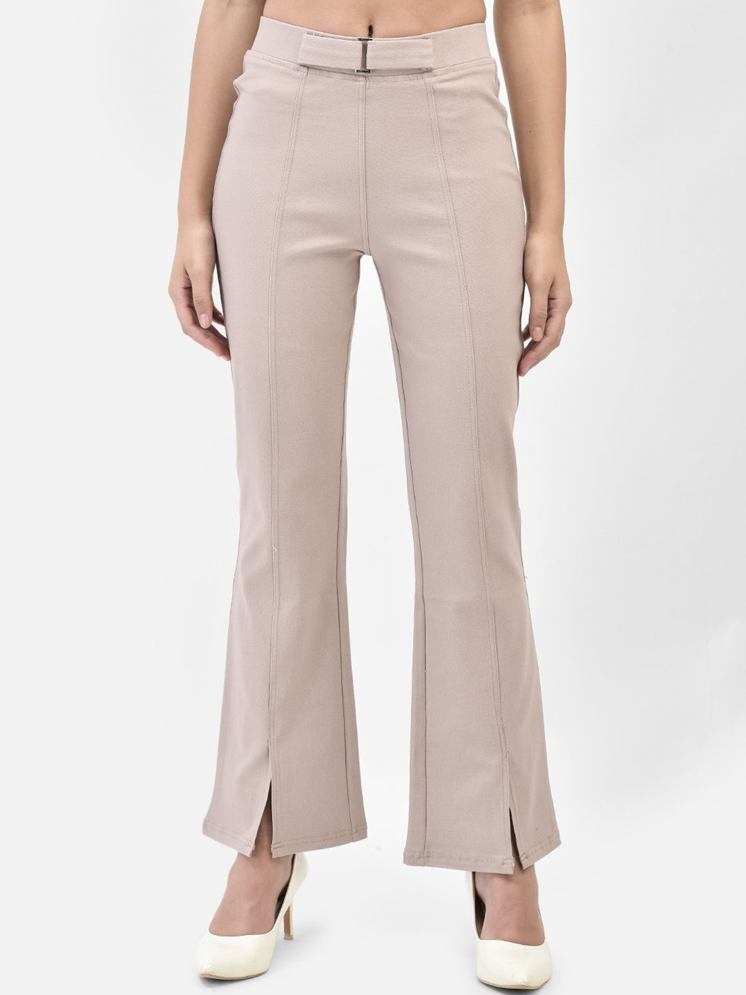 

FUTURO Women Super Flared High-Rise Trousers, Peach