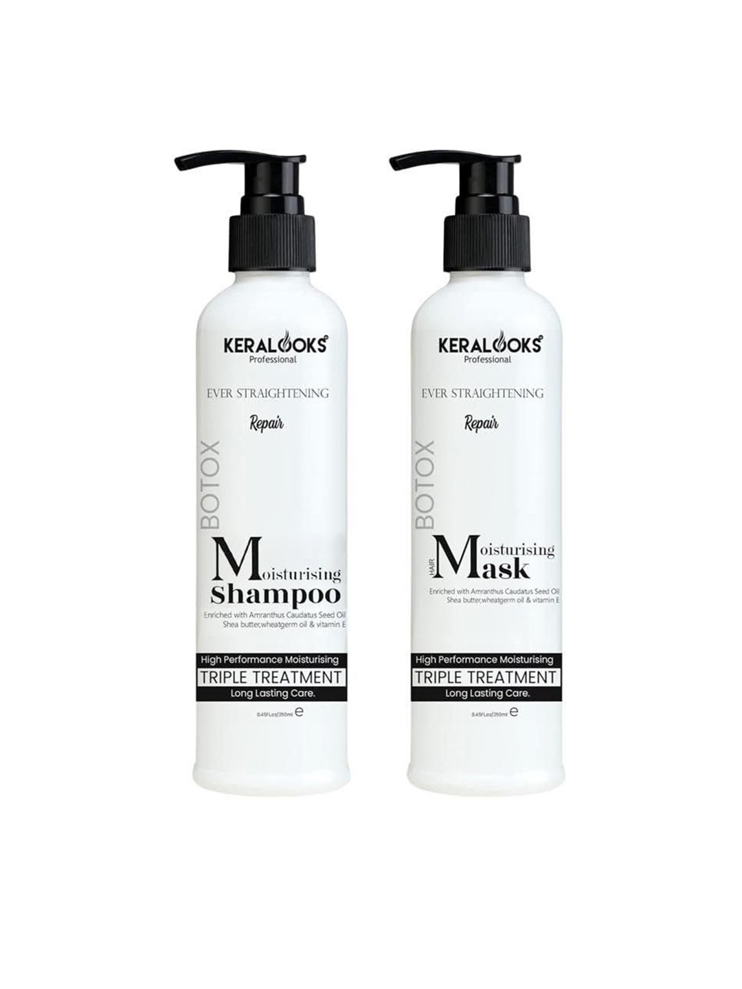 

Keralooks professional Ever Straightening Repair Botox Shampoo & Mask- 250ml Each, White