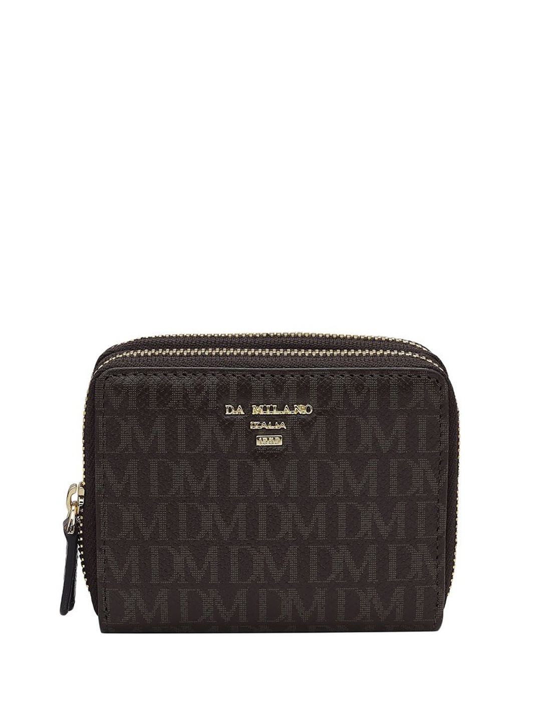 

Da Milano Women Textured Leather Zip Around Wallet, Brown