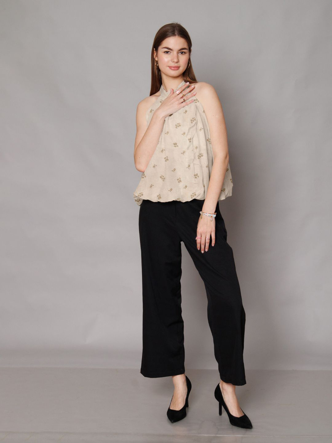 

Zink London Polka Dot Top, Beige