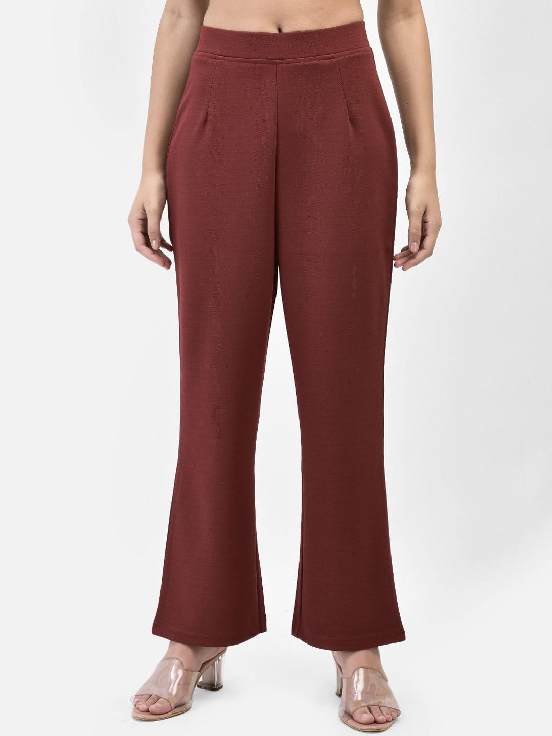 

FUTURO Women Relaxed Loose Fit High-Rise Pleated Trousers, Maroon