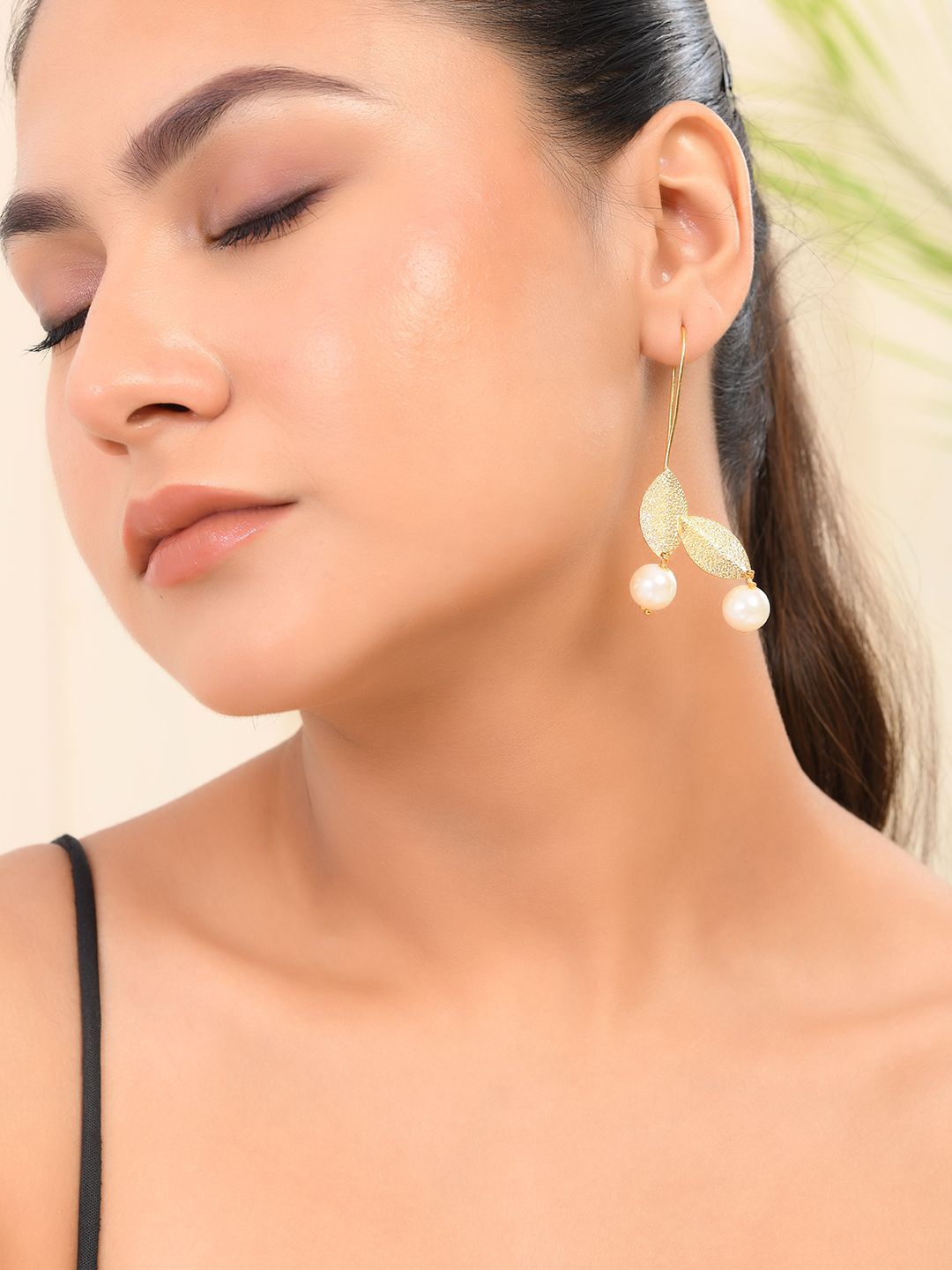 

Silvermerc Designs Gold-Plated Beaded Square Brass Drop Earrings