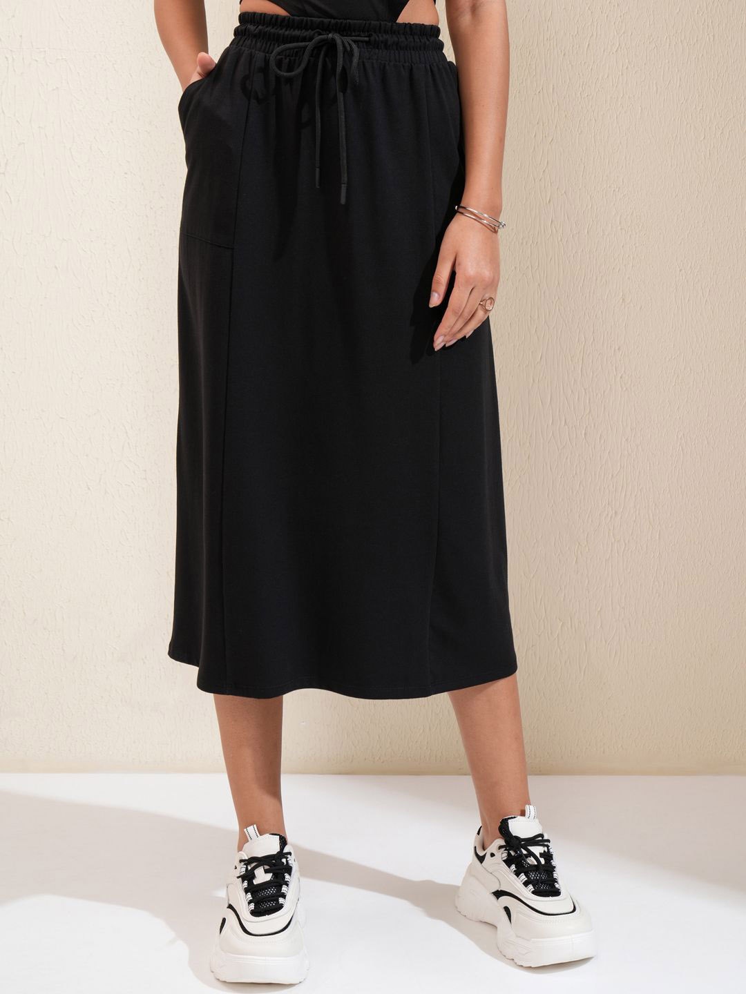 

Tokyo Talkies FSolid Midi Straight Skirt, Black