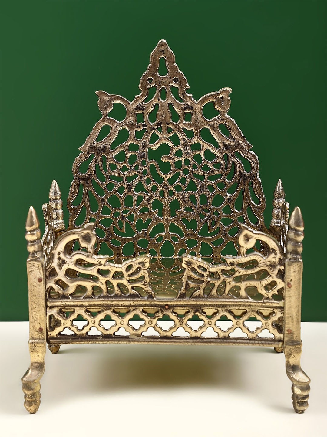

Exotic India 9" Brass Deity Throne, Gold
