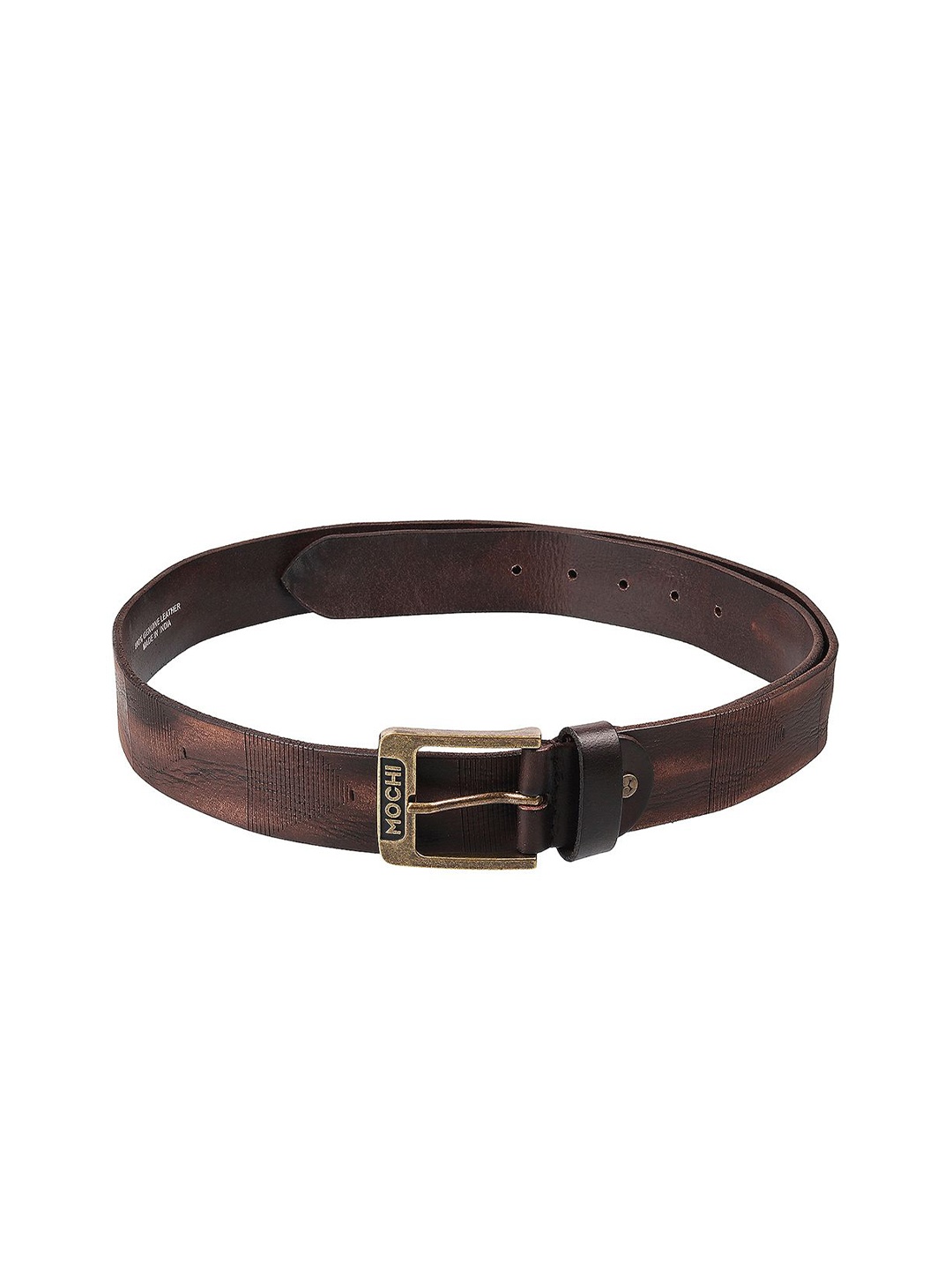 

Mochi Men Textured Tang Closure Leather Belt, Brown