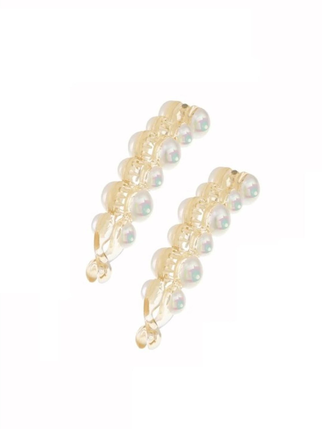 

DN Creation Set Of 2 Women Embellished Banana Clip, White
