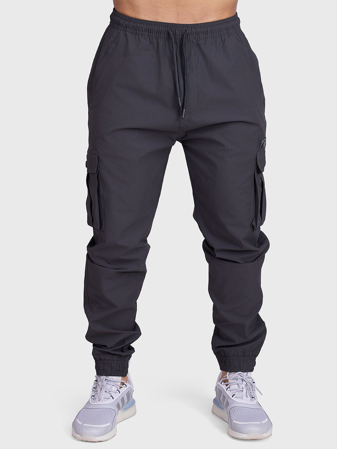 

FUAARK Men Mid-Rise Cargo Joggers Track Pants, Grey