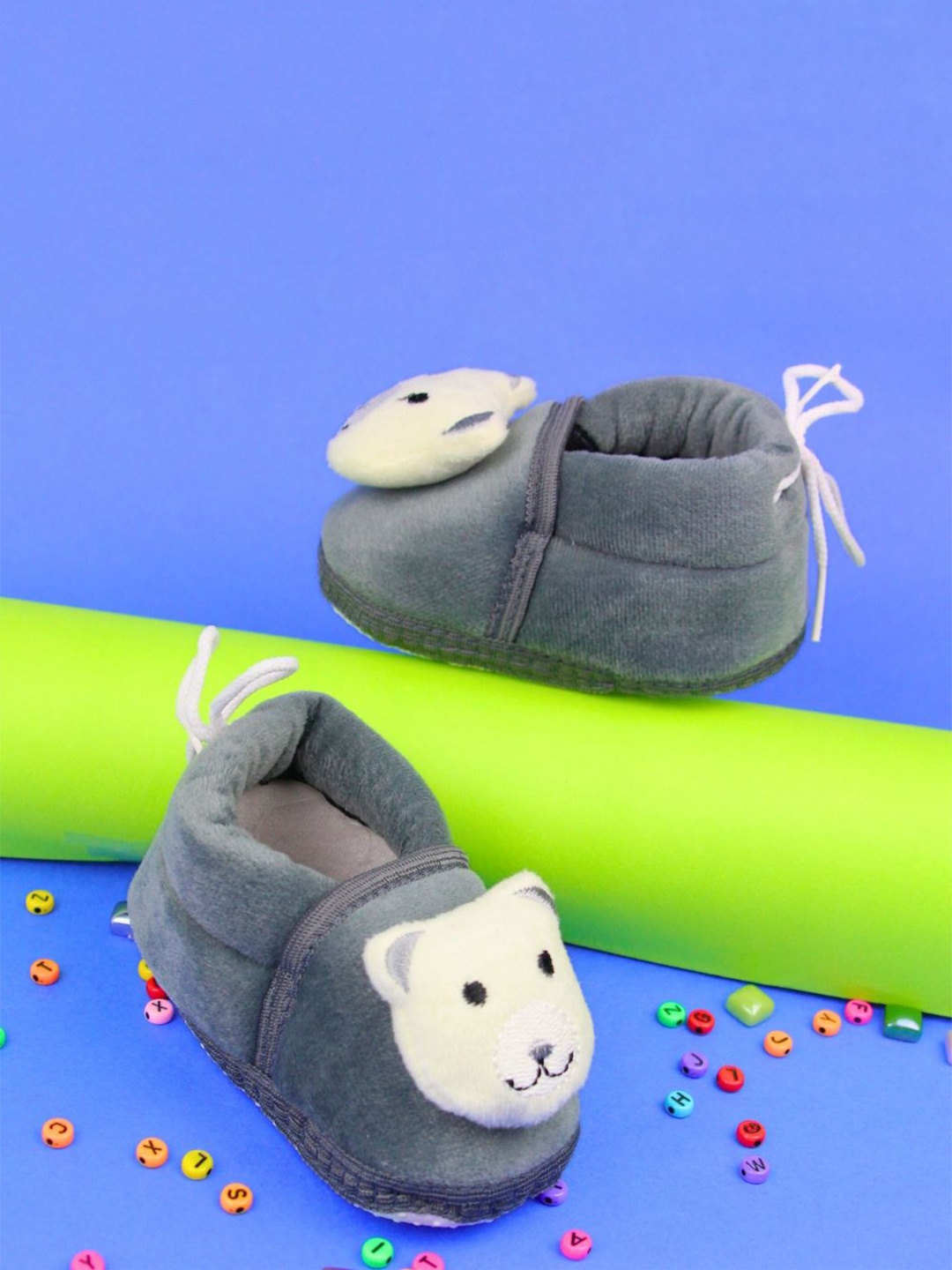 

NESKA MODA Unisex Kids Cotton Booties, Grey