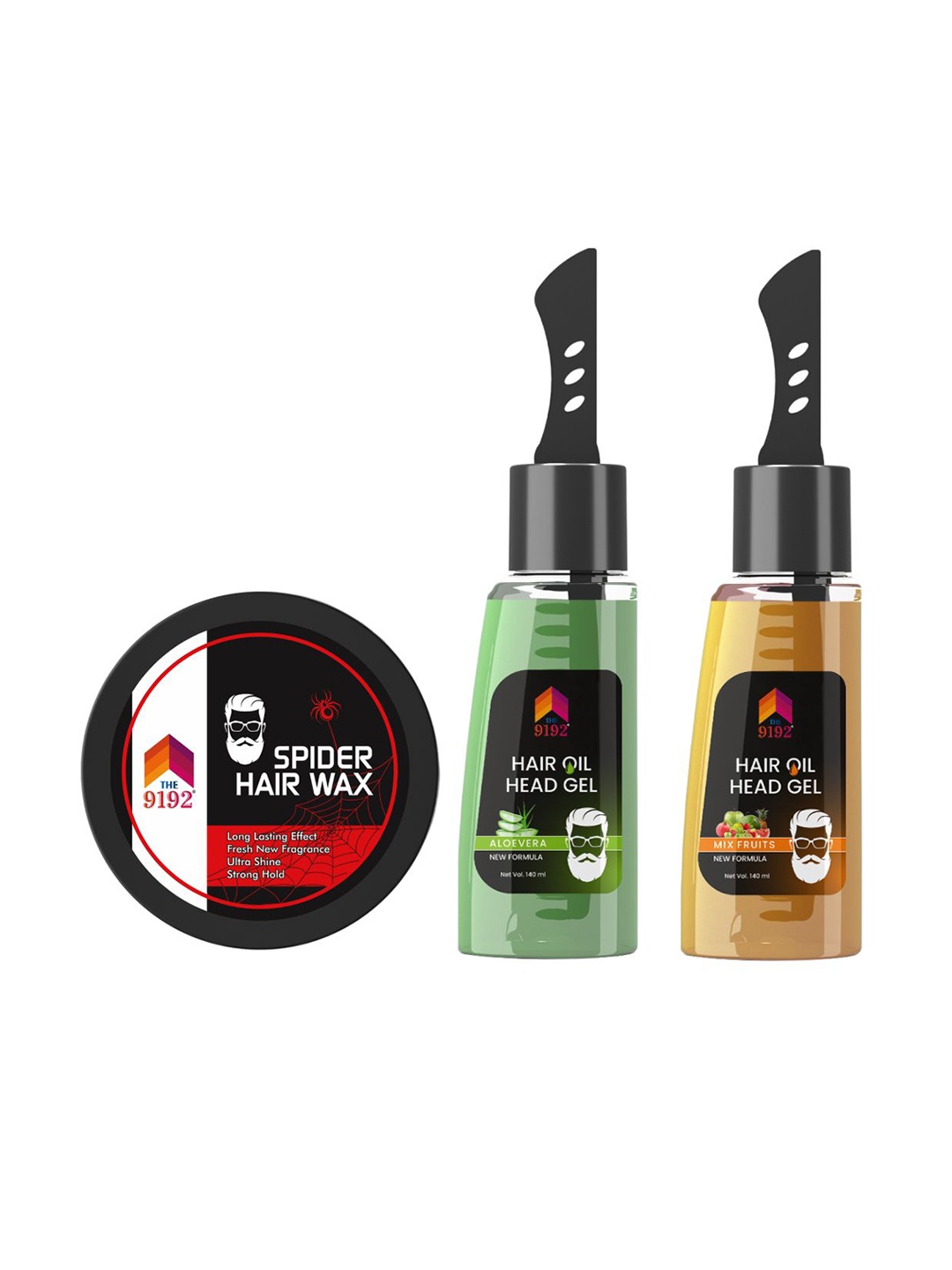 

THE 9192 Mix Fruit, Aloe Vera Hair Oil Gel 140ml Each With Spider Wax 100g, Green
