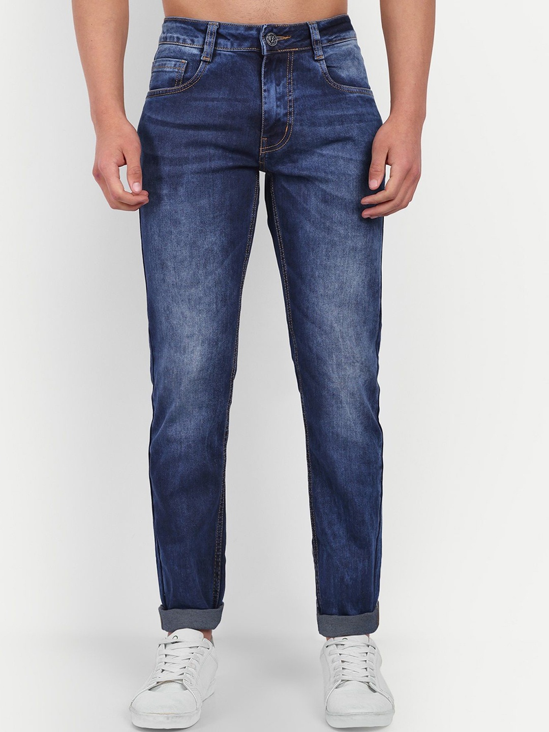 

MEGHZ Men Micheal Slim Fit Light Fade Stretchable Jeans, Blue