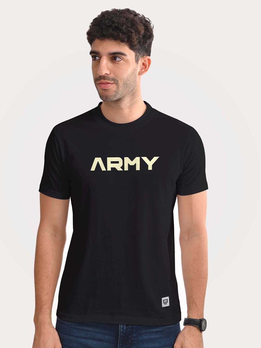 

Aero Armour Unisex Typography Printed Round Neck Cotton T-shirt, Black