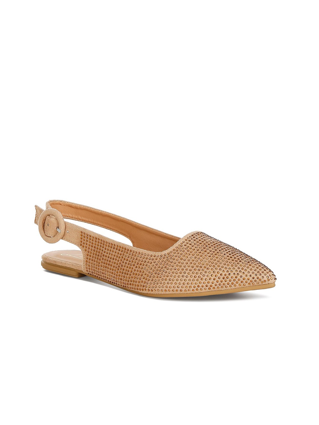 

London Rag Women Rhinestones Slingback Mules, Beige