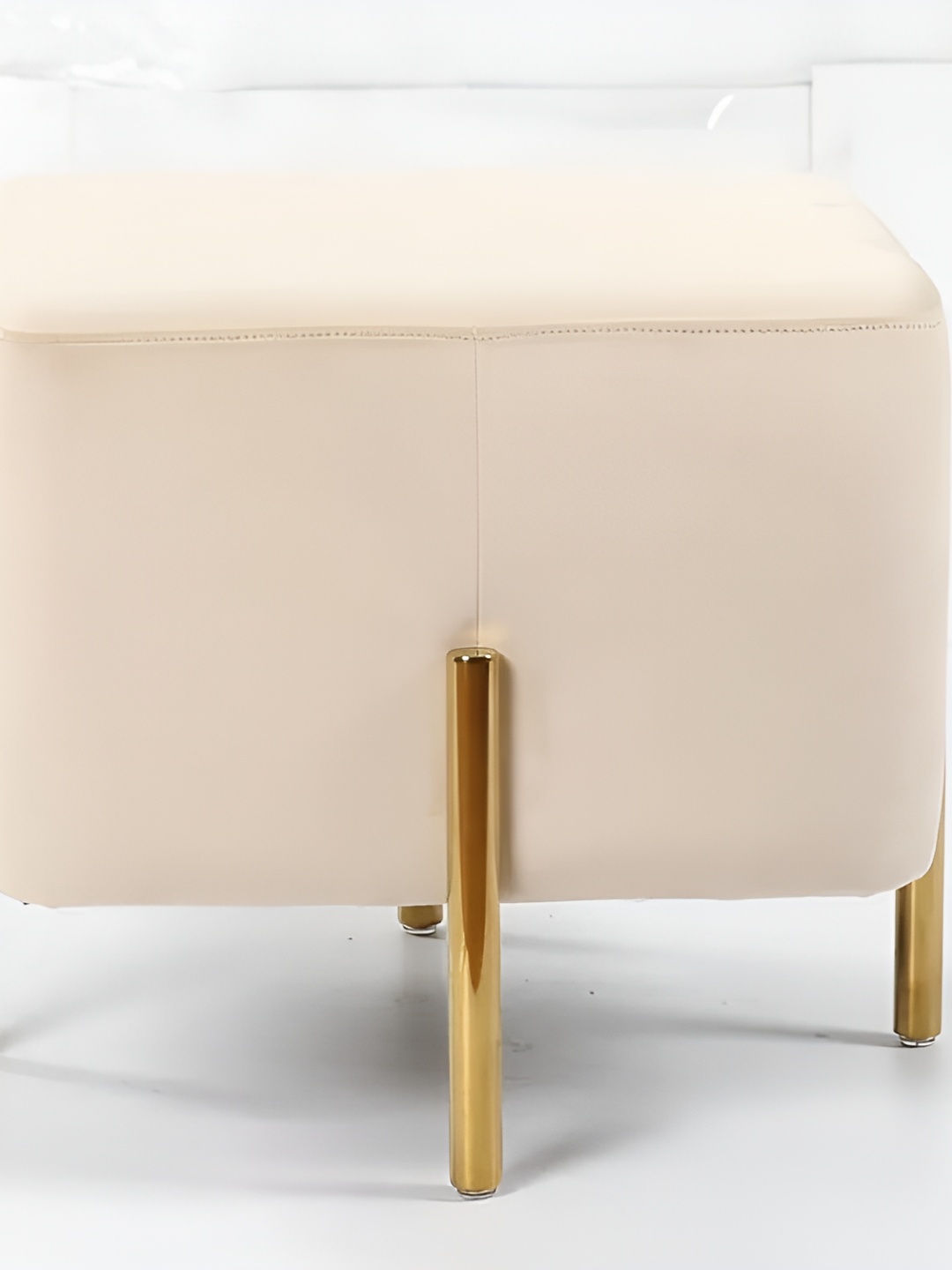 

Wooden Twist Beige Velvet Square Ottoman
