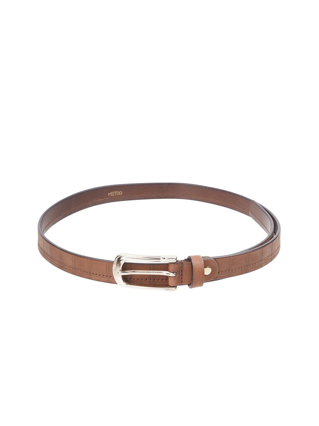 

Metro Women Textured Tang Closure Leather Belt, Brown