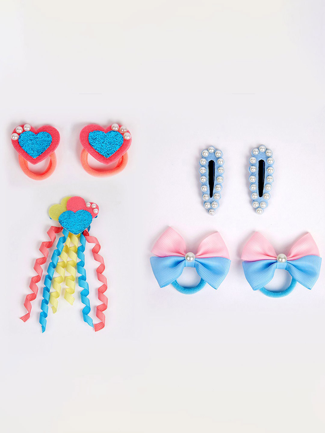 

RIBBON CANDY Set Of 7 Girls Embellished Hair Accessory, Pink