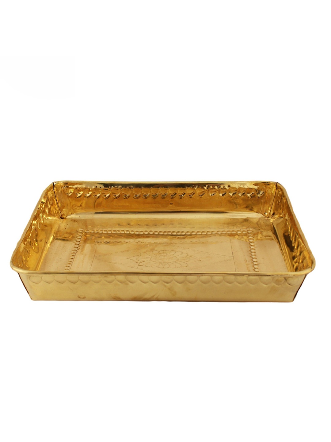 

Exotic India Brass Pooja Serving Tray, Gold