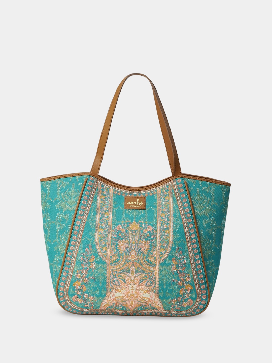 

aarke Ritu Kumar Ethnic Motifs Printed Oversized Shopper Tote Bag, Green