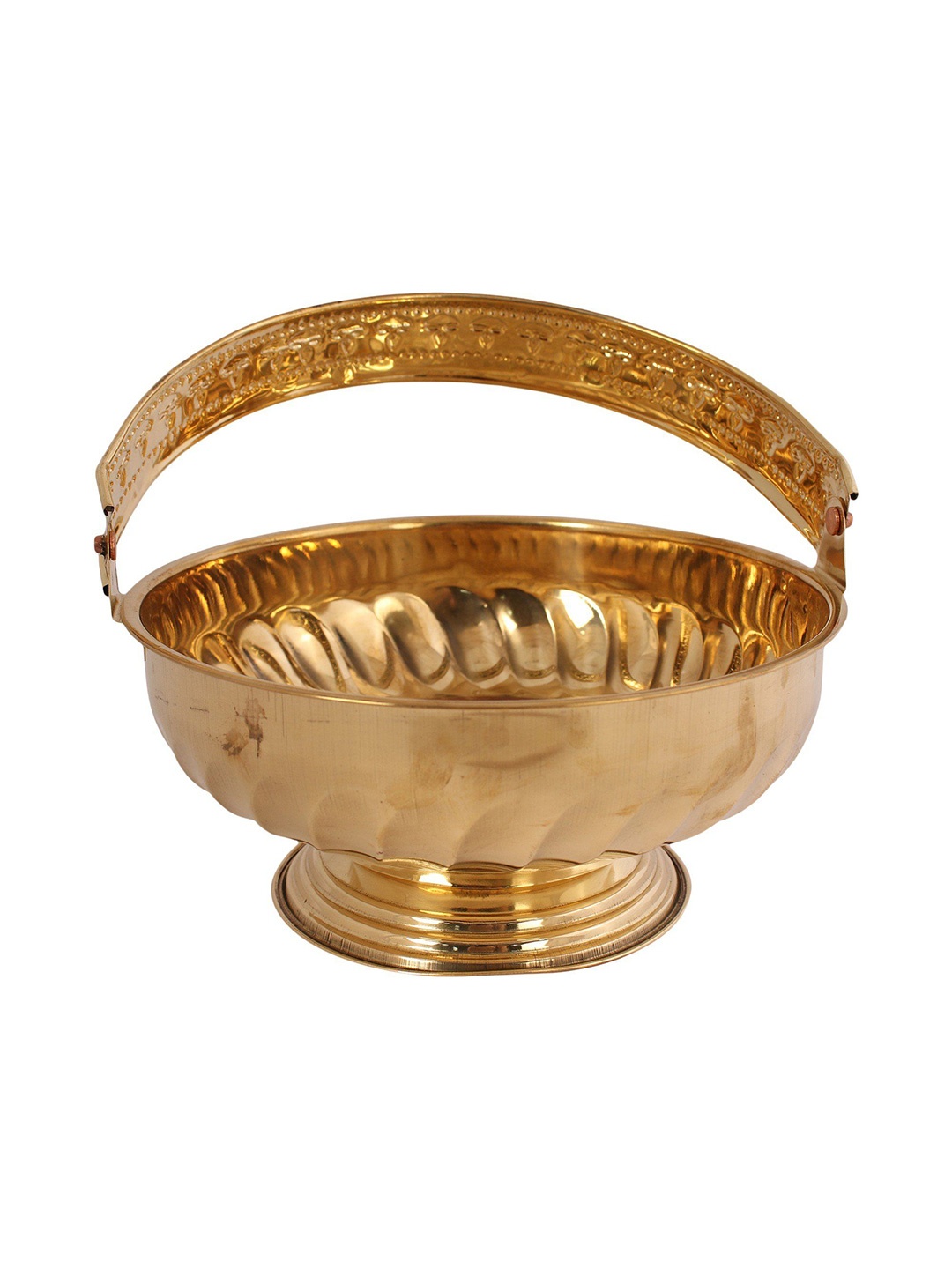 

Exotic India Gold Toned Textured Brass Flower Bucket