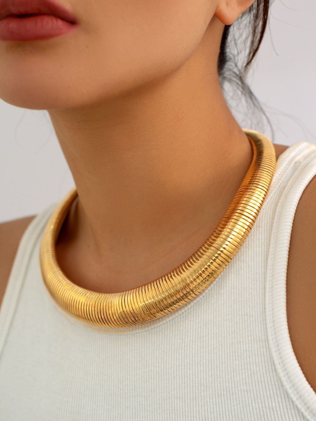 

DressBerry Gold-Plated Stainless Steel Choker Necklace