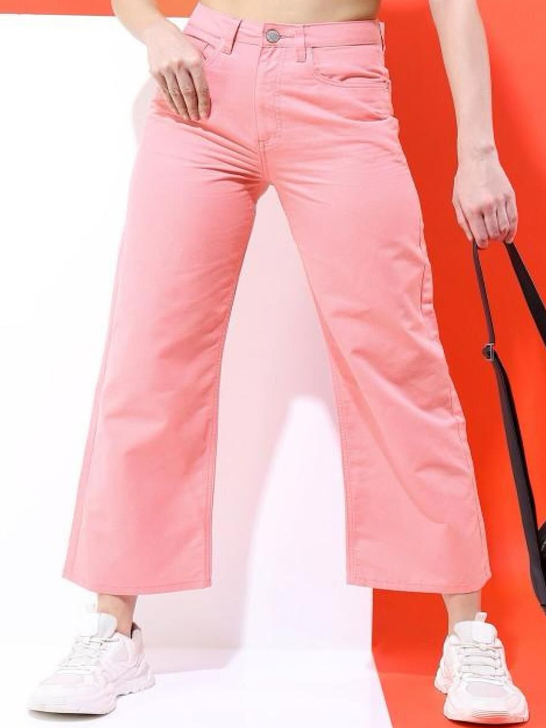 

Perfect Outlet Women Straight Fit High-Rise Cotton Stretchable Jeans, Pink
