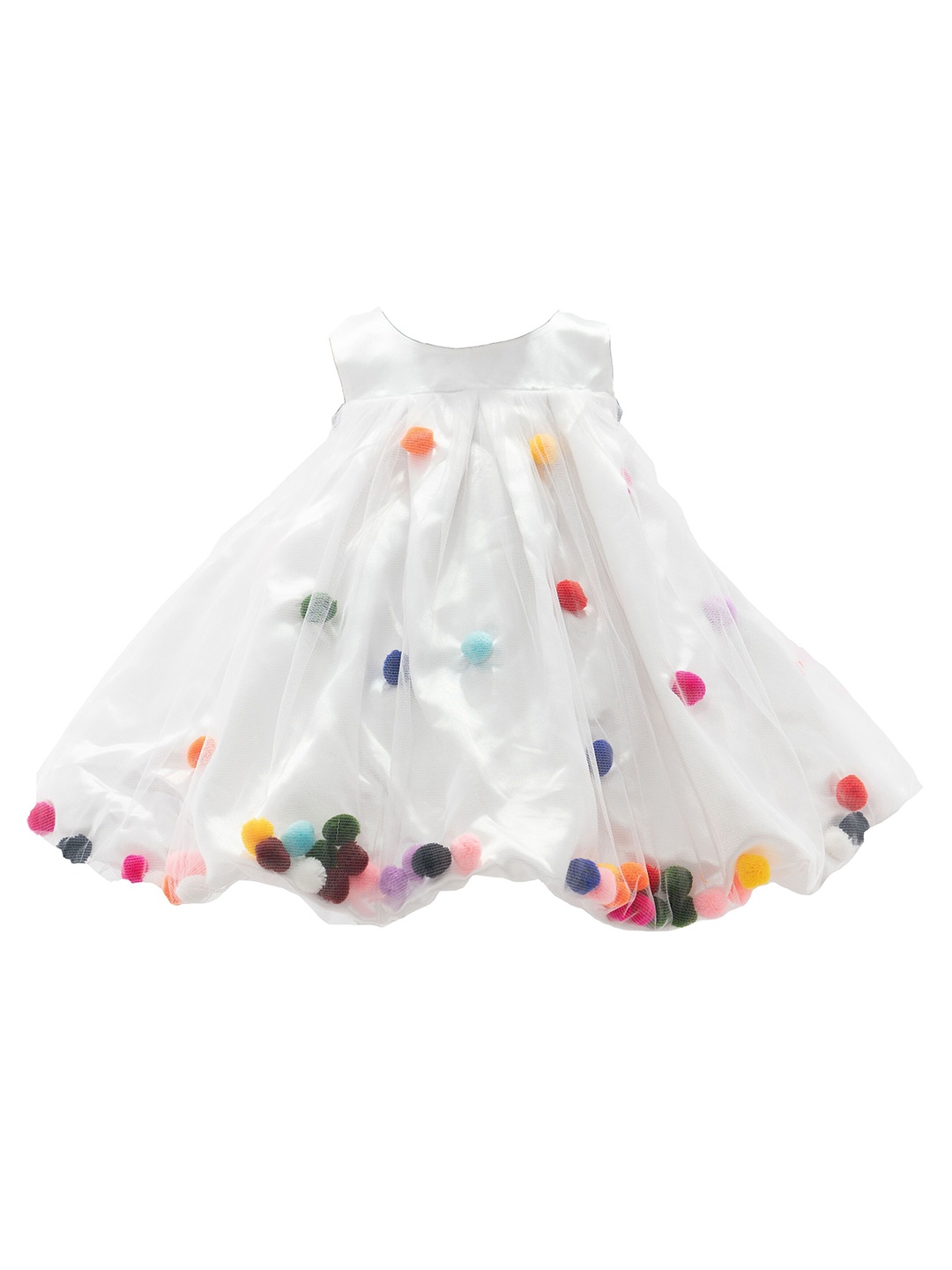 

Pink Wings Embellished Satin Balloon Dress, White