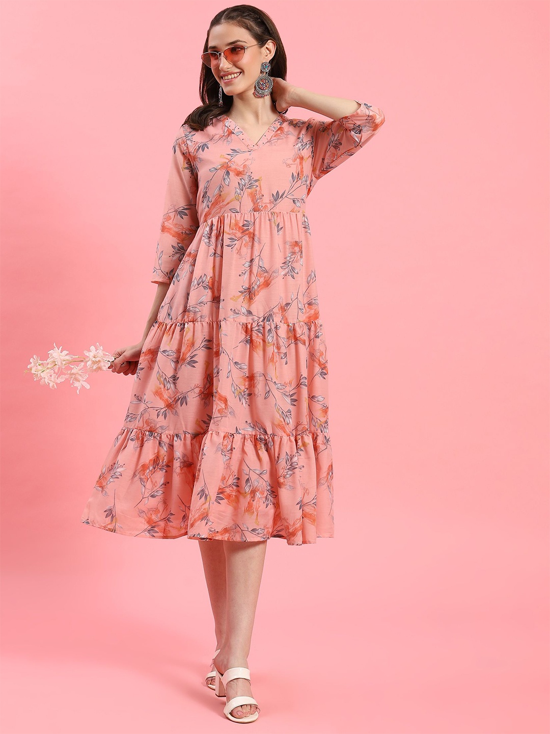 

Shree Floral Print Maxi Dress, Peach