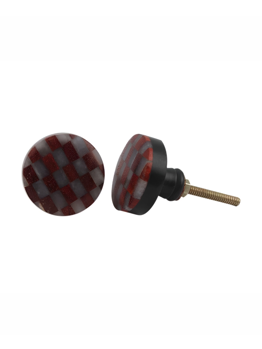 

Indianshelf Red & Grey 4 Pieces Checked Design Hardware Drawer Knob