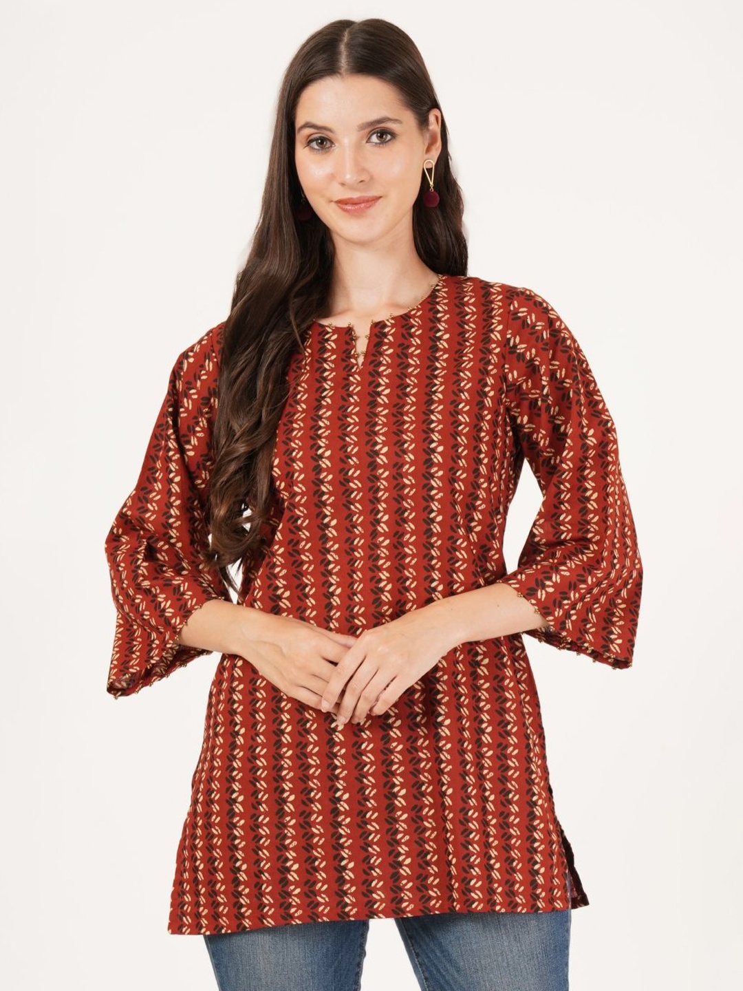 

COTLAND FASHION Printed Pure Cotton Kurti, Maroon