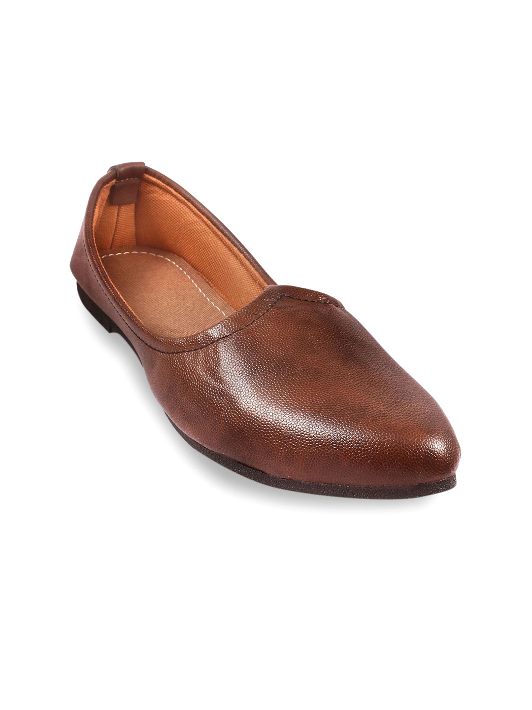 

Apratim Men Mojaris with Buckles Flats, Brown