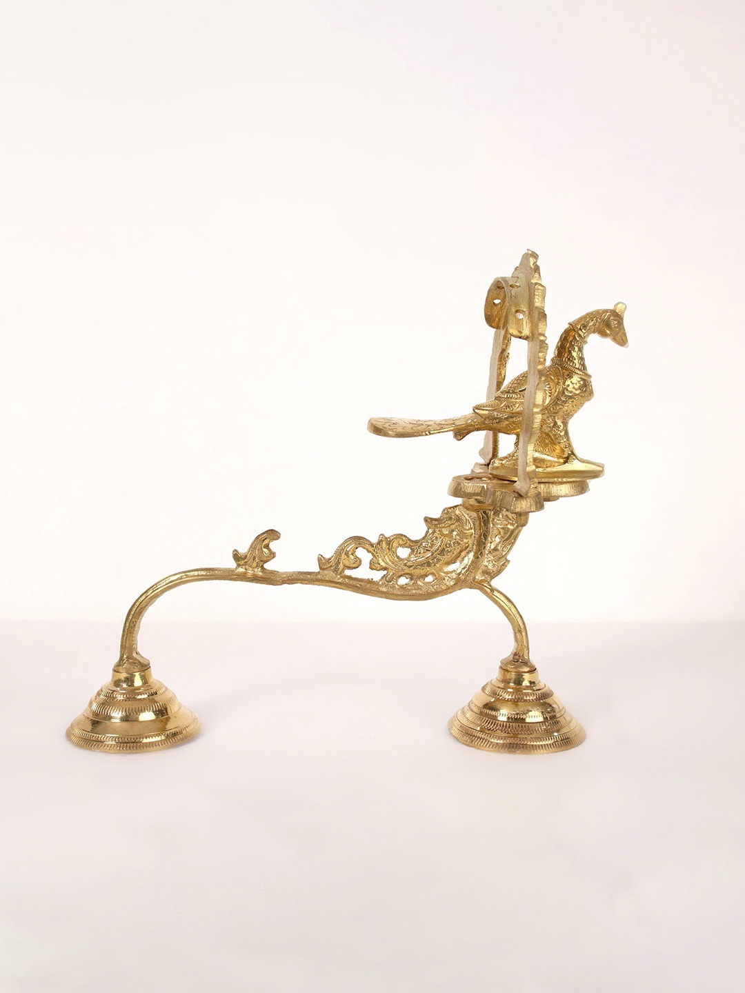 

Exotic India 10" Brass Shodash Upachara Lamp, Gold