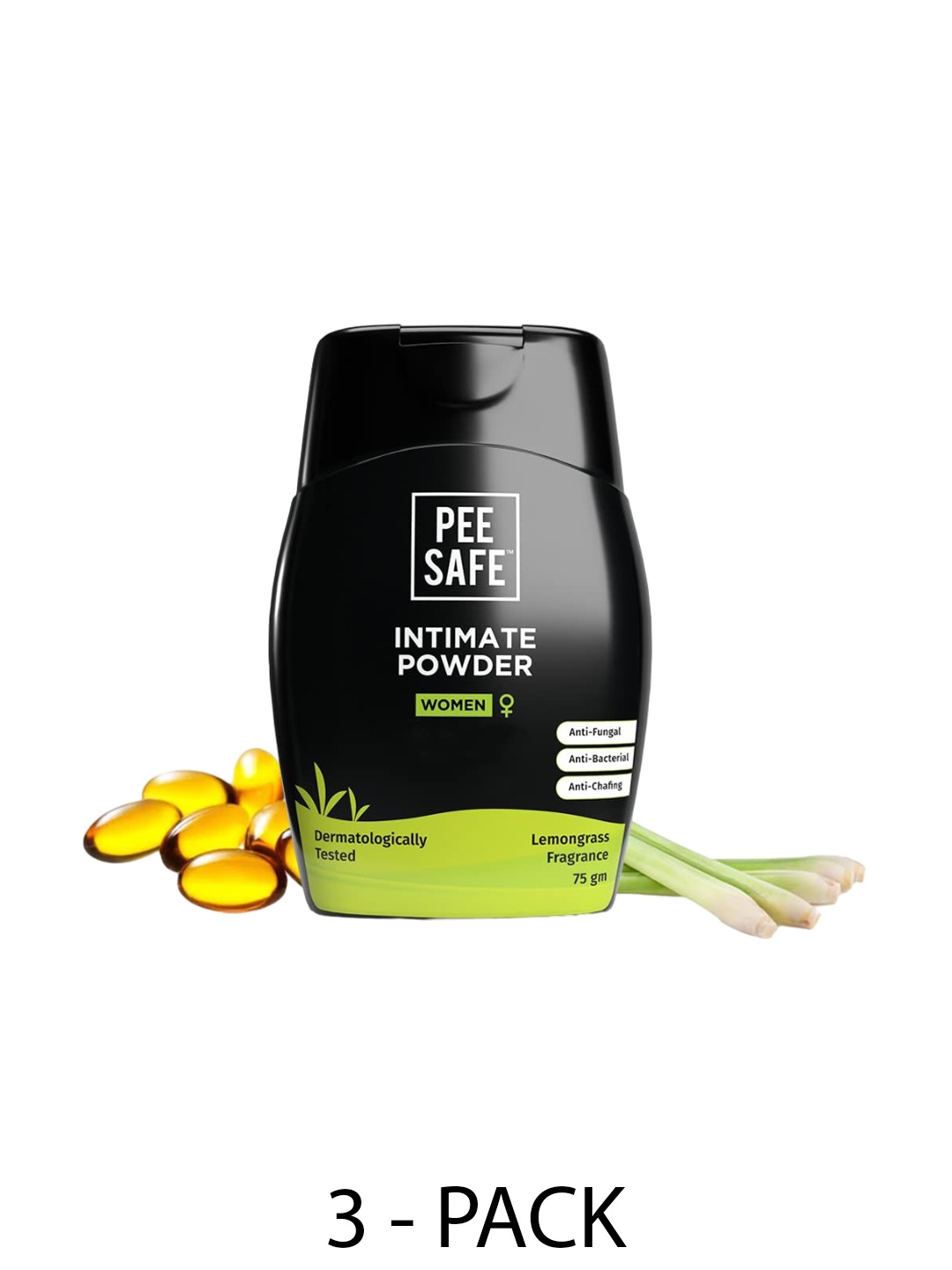 

PEESAFE Set Of 3 Anti Bacterial Intimate Powder -75g Each, Green