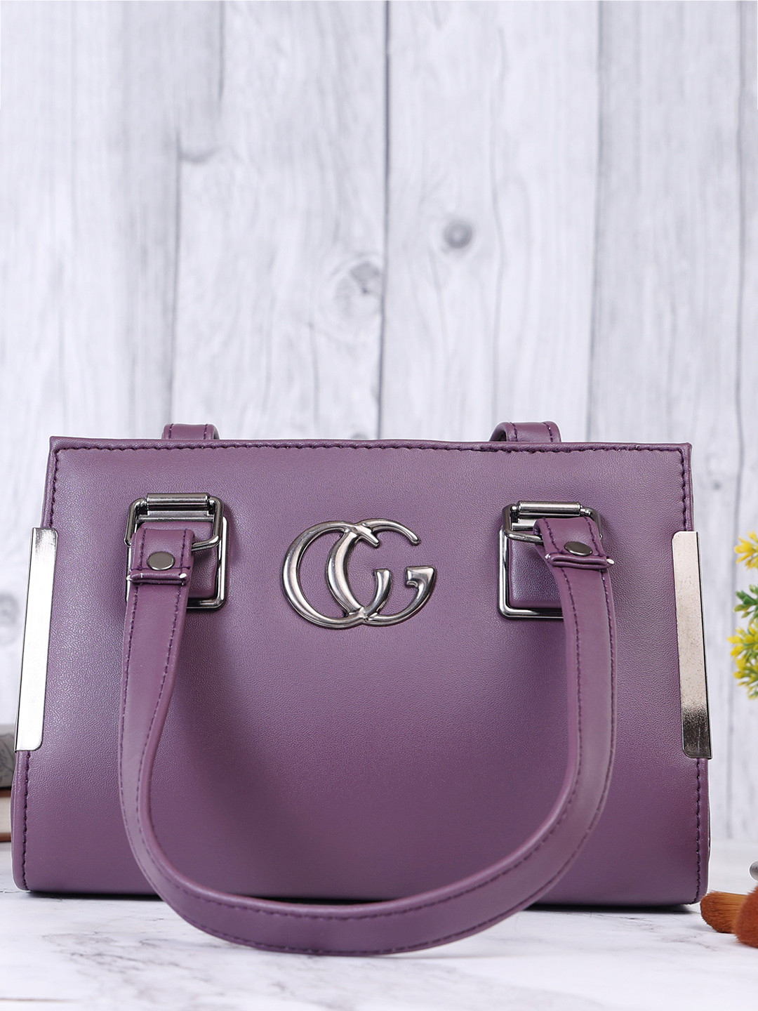 

ROSS BROWN PU Structured Handheld Bag, Purple