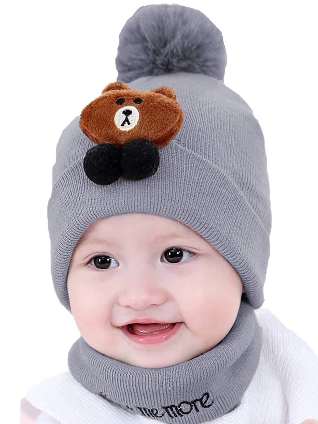 

SYGA Unisex Kids Solid Woollen Cap, Grey