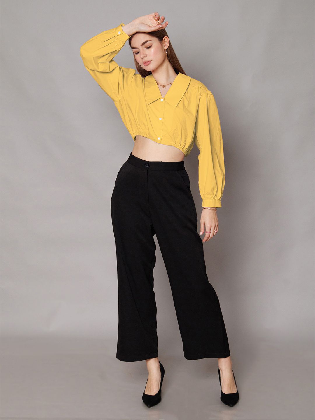 

Zink London Women Spread Collar Solid Relaxed Fit Casual Shirt, Yellow