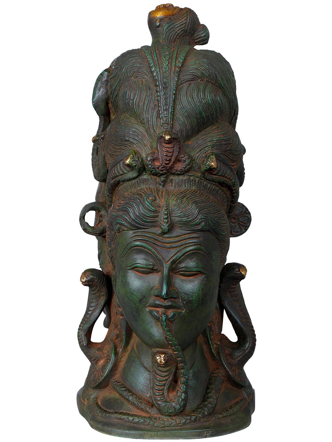 

Exotic India Green Patanjali On Rear Side Mukhalingam Brass Religious Idol Showpiece