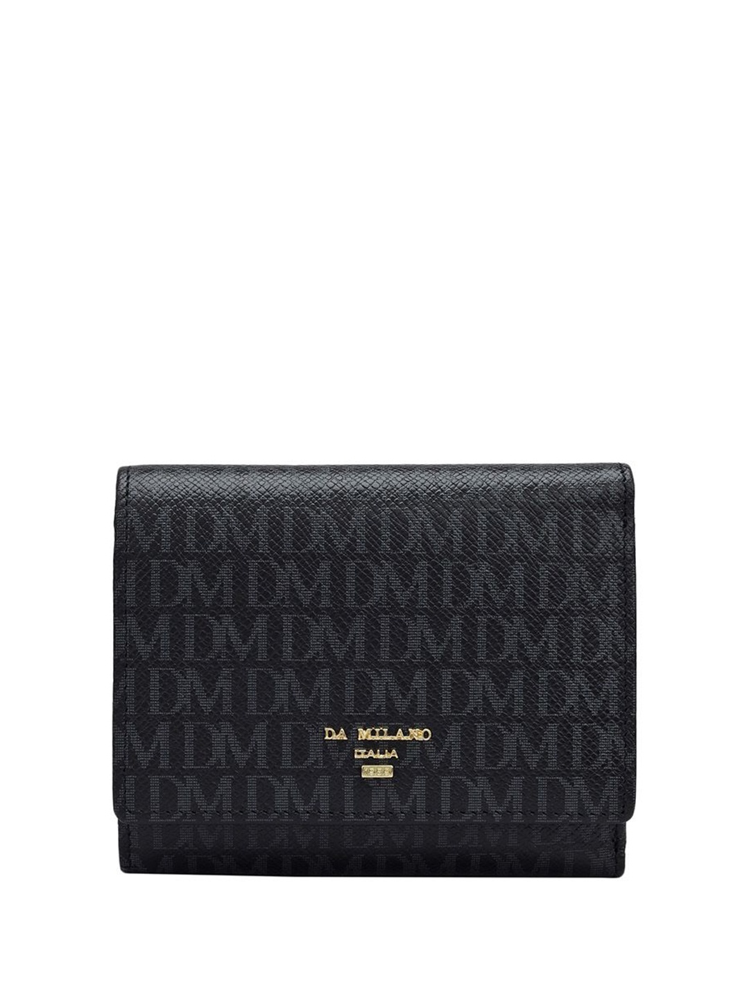 

Da Milano Women Textured Leather Three Fold Wallet, Black