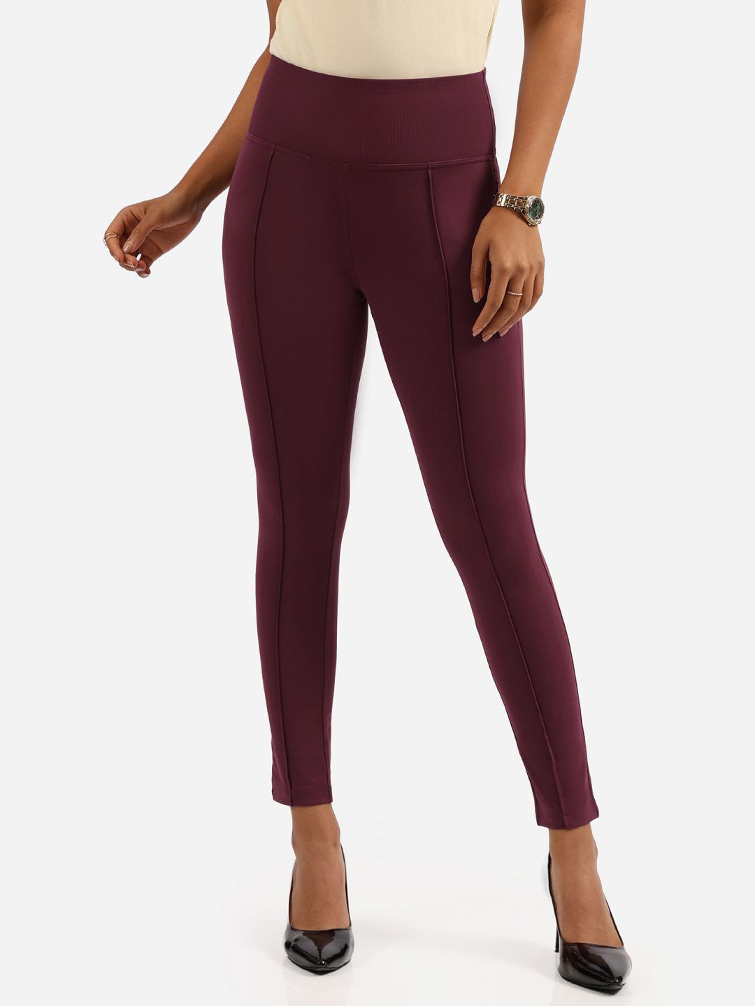 

Blissclub Women Solid Skinny Fit Treggings, Purple
