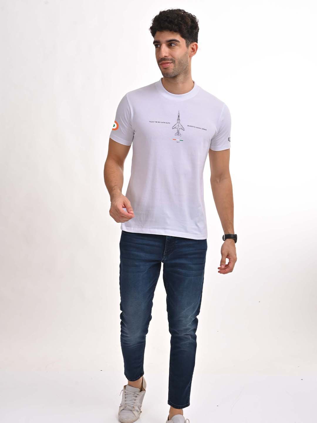 

Aero Armour Unisex Typography Printed Round Neck Cotton T-shirt, White