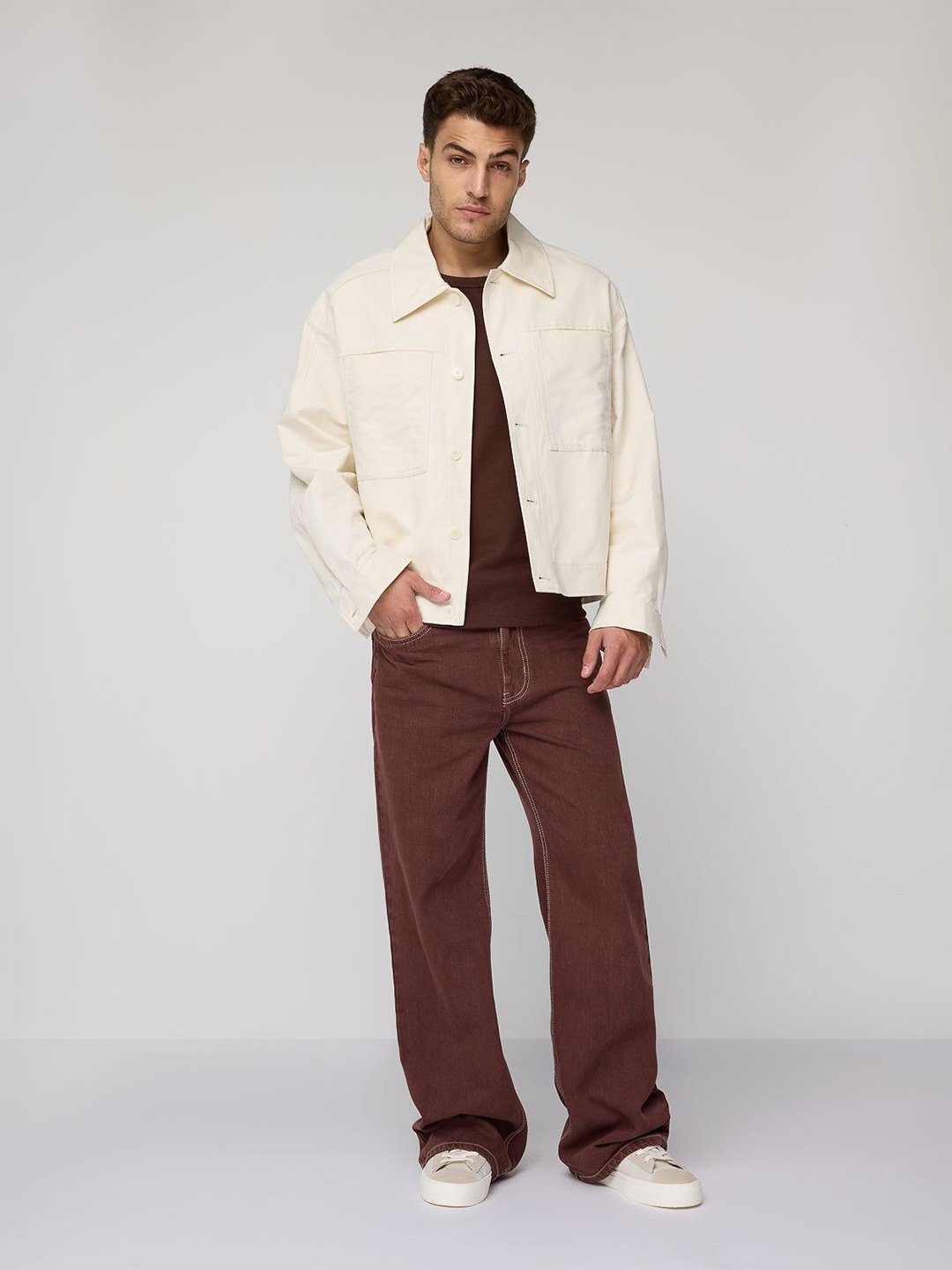 

FREAKINS Men Straight Fit Low Rise Cotton Jeans, Brown