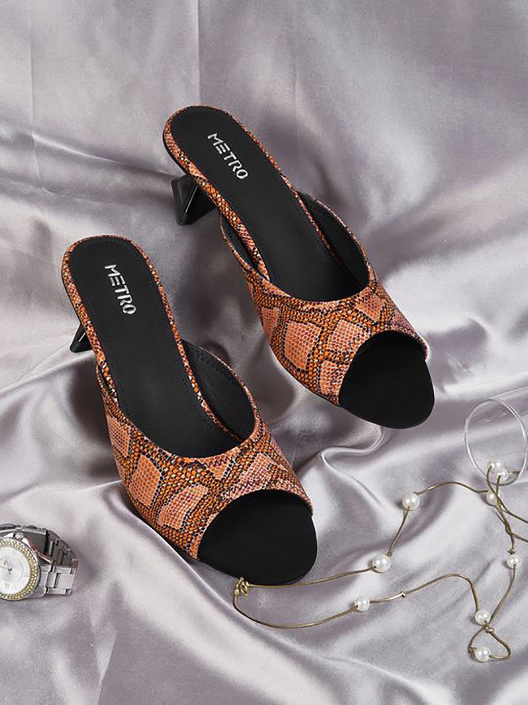 

Metro Embellished Block Heel Sandals, Orange