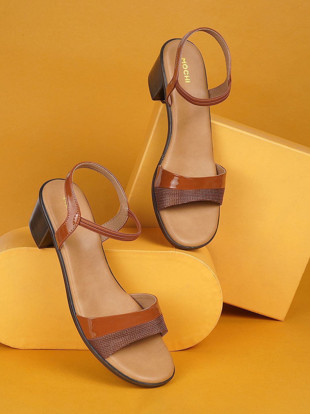 

Mochi Women Block Heels Sandals, Brown