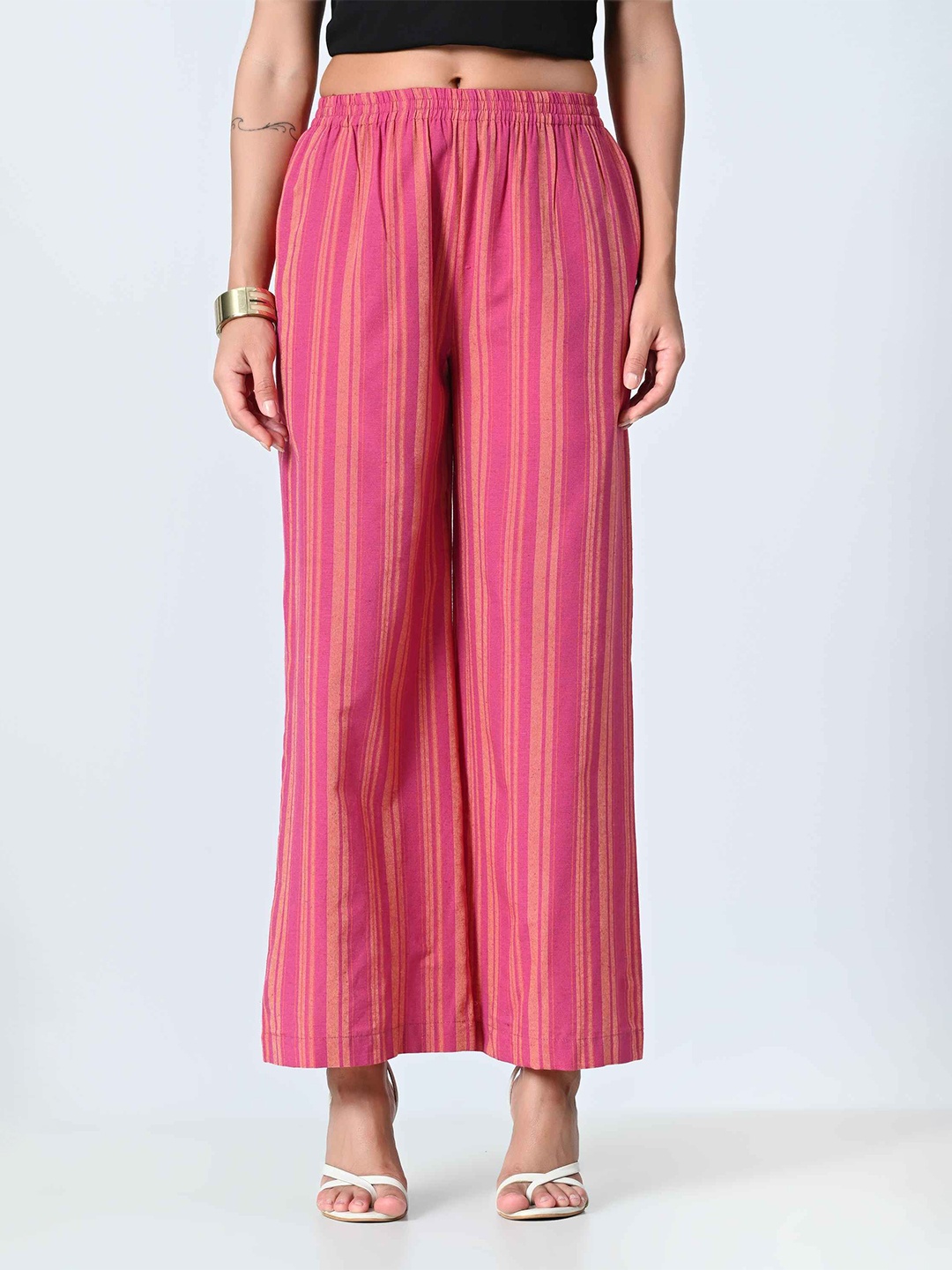 

BAESD Women Striped Palazzos, Pink