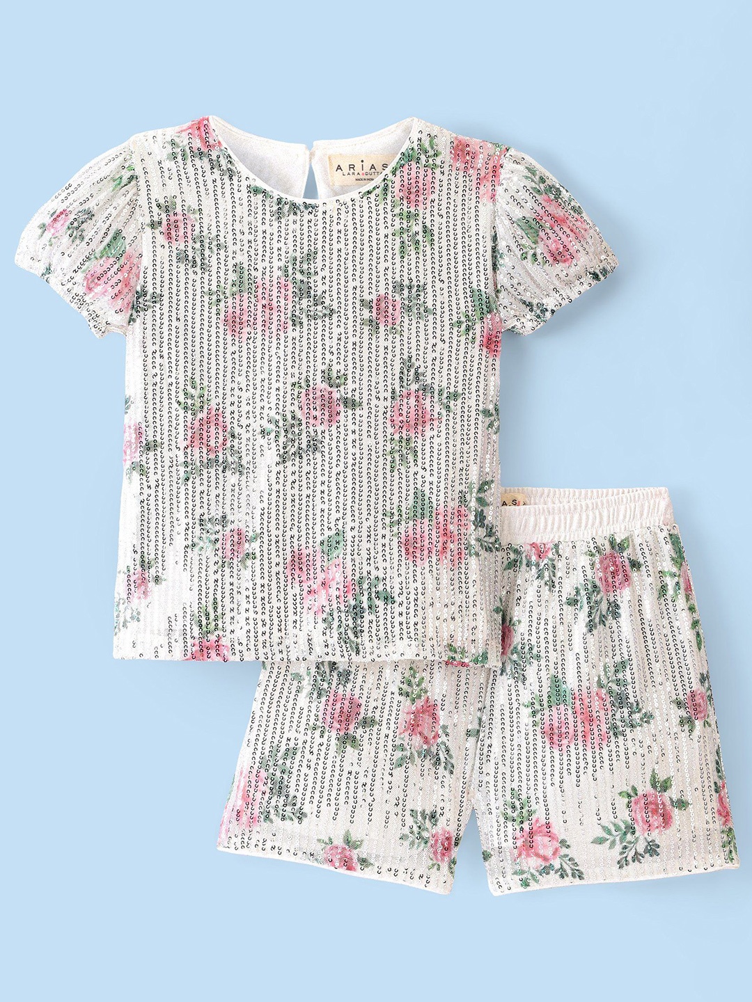 

ARIAS By LARA DUTTA Girls Embellished Top With Shorts, Cream
