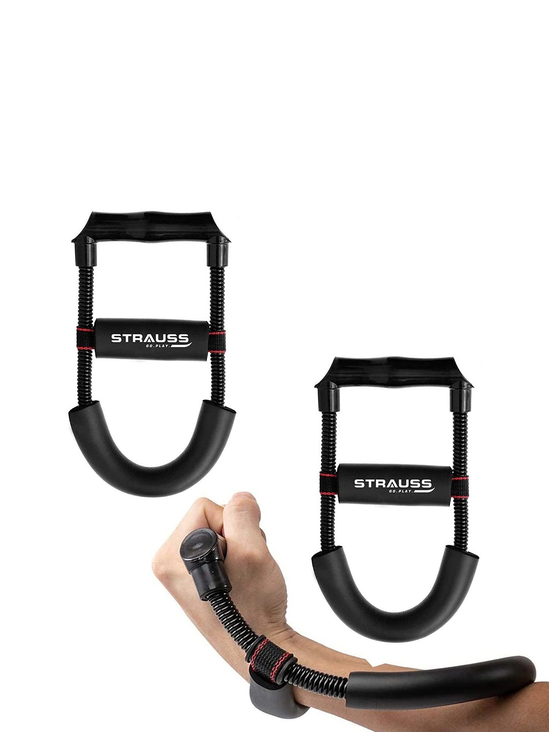 

STRAUSS 2 Pcs Adjustable Wrist/Forearm Strengthener, Black